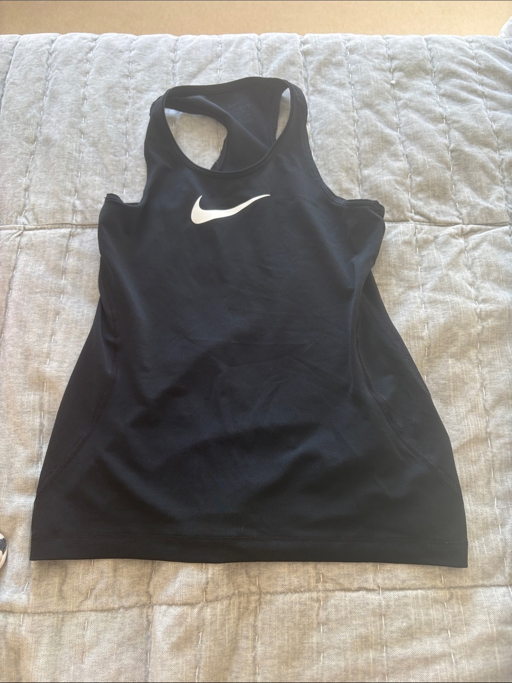 Nike girls Black Racerback Tank with White Swoosh